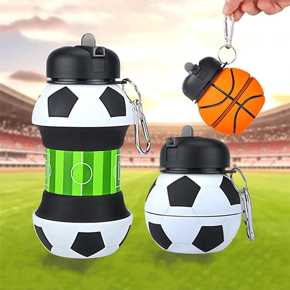 Fold Water Bottle Cups Mug Outdoor Sports Basketball Football Baseball Tennis Golf School Leakproof Portable Kids Water Bottle