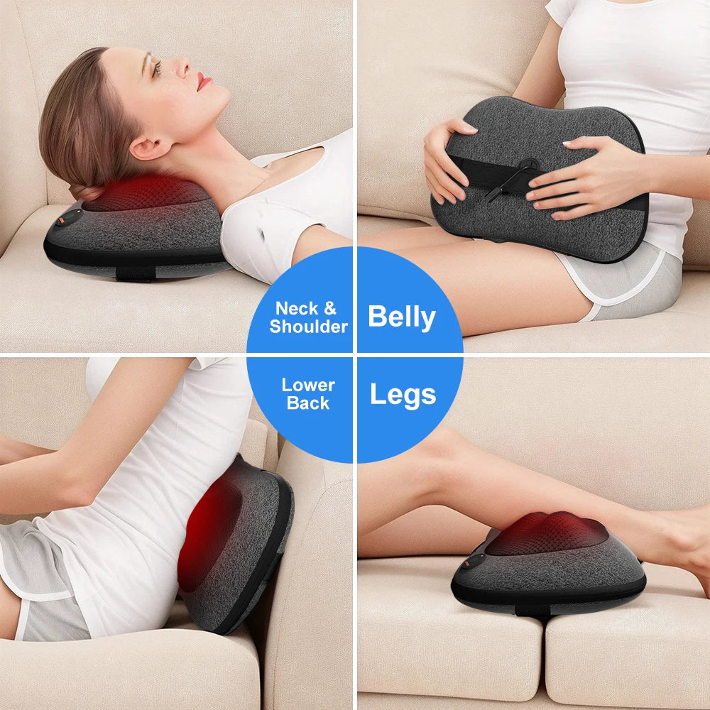 Electric Massage Pillow for Back, Shoulders, Legs, Feet and Body Muscles
