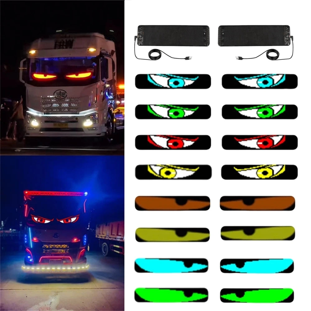 2PCS Devil Eyes Light For Car Window Flexible LED Display Screen Panel Demon Dynamic Big Eye Lights For Windshield