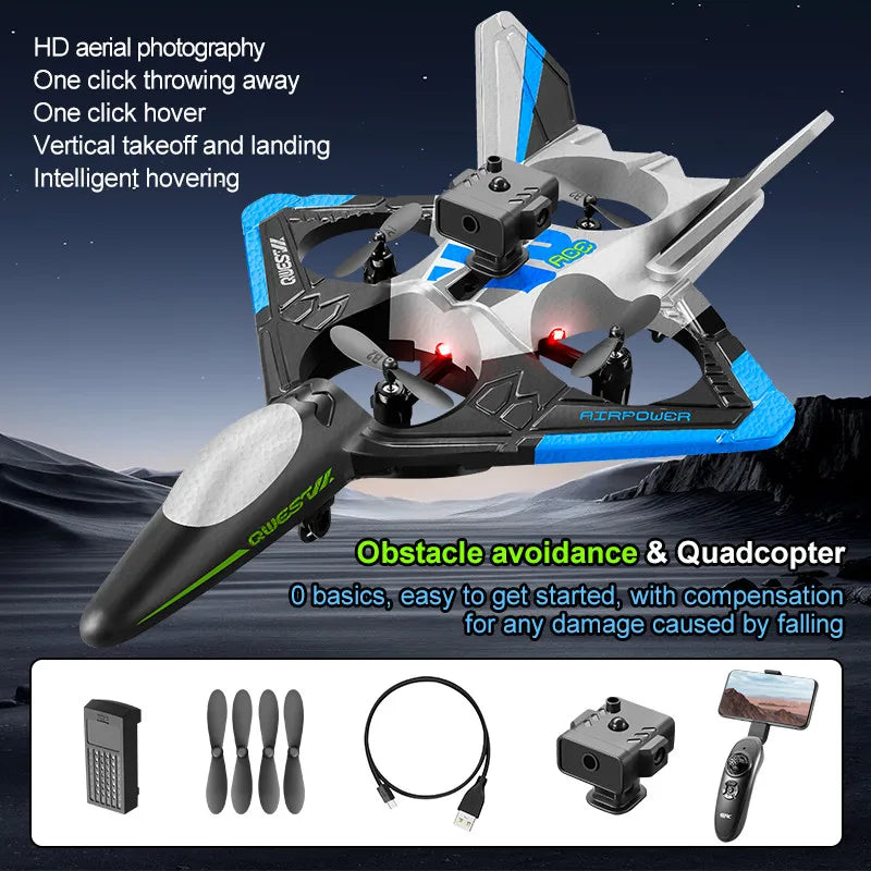V31 RC Remote Control Airplane 2.4G Remote Control Fighter Hobby Plane Glider Airplane EPP Foam Toy RC Drone Quadcopter Kid Gift