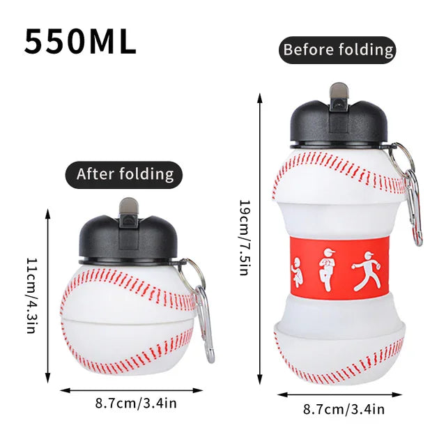 Fold Water Bottle Cups Mug Outdoor Sports Basketball Football Baseball Tennis Golf School Leakproof Portable Kids Water Bottle