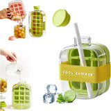 500/800ML Ice Cube Tray With Straw 2 In 1 Ice Cube Bottle Portable Silicone Ice Cube Maker Reusable Icecup Ice Cube Mold Tool