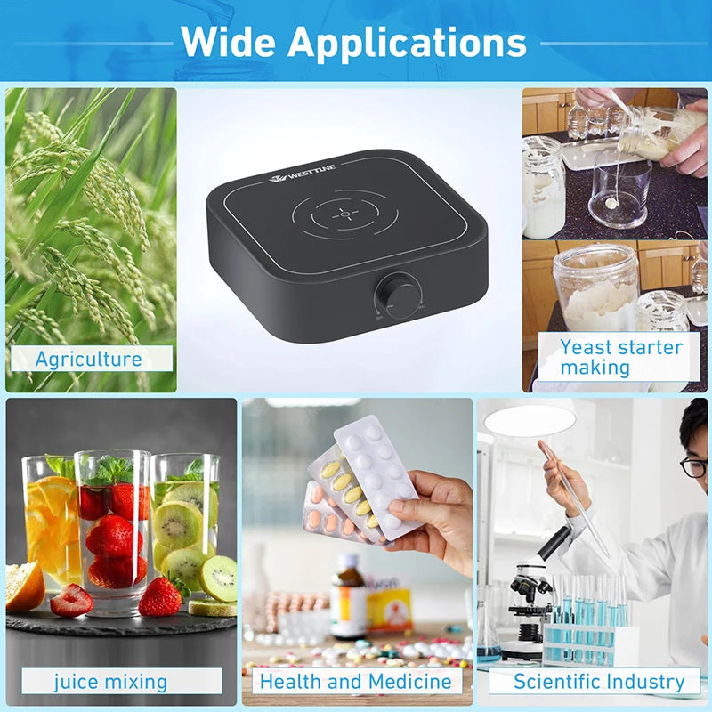 Westtune Lab USB Magnetic Stirrer 3000RPM, 5W Brushless Motor, Rechargeable/Silent for Chemical/Experimental, Long Runtime