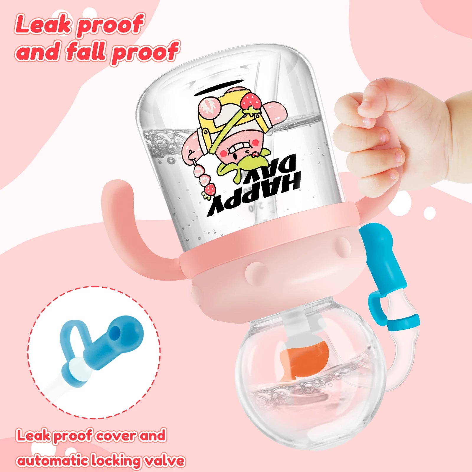 300ml Children Drinking Bottle w/ Straw Feeding Cup Creative Whale Squirt Water Cup Kids Learn Feeding Drinking Bottle BPA Free