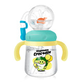 300ml Children Drinking Bottle w/ Straw Feeding Cup Creative Whale Squirt Water Cup Kids Learn Feeding Drinking Bottle BPA Free