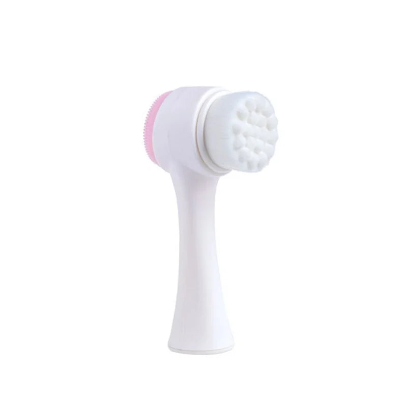1pc Gentle Silicone Facial Cleansing Brush, Dual-Sided Soft Bristles, Manual Exfoliating Pore Cleaner for All Skin Types