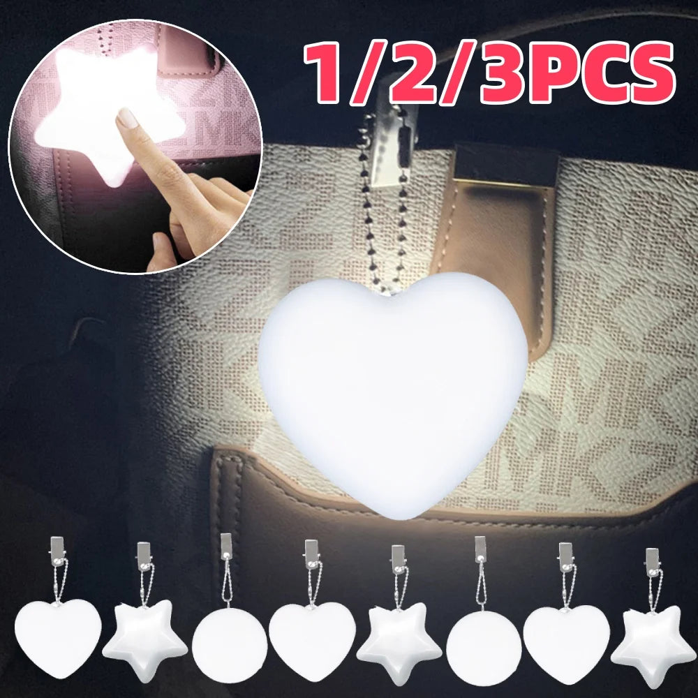 1/2/3PCS Purse Heart LED Light Handbag Lamp Automatic Motion Activated Purse Heart Shaped Light for Women Bah Purse Charm