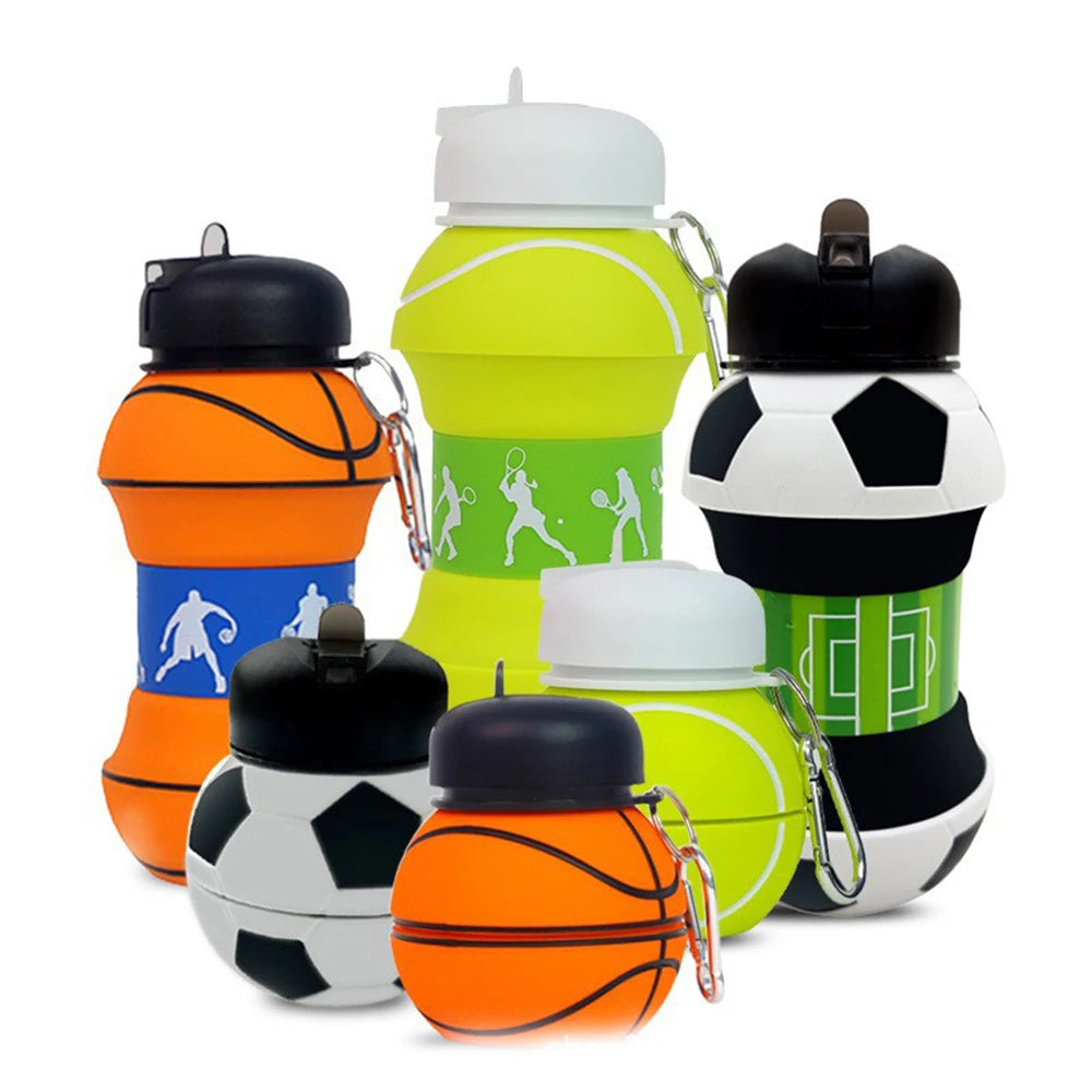 Fold Water Bottle Cups Mug Outdoor Sports Basketball Football Baseball Tennis Golf School Leakproof Portable Kids Water Bottle