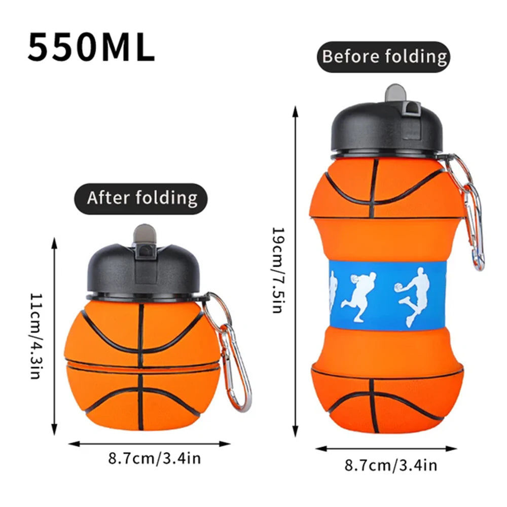 Fold Water Bottle Cups Mug Outdoor Sports Basketball Football Baseball Tennis Golf School Leakproof Portable Kids Water Bottle