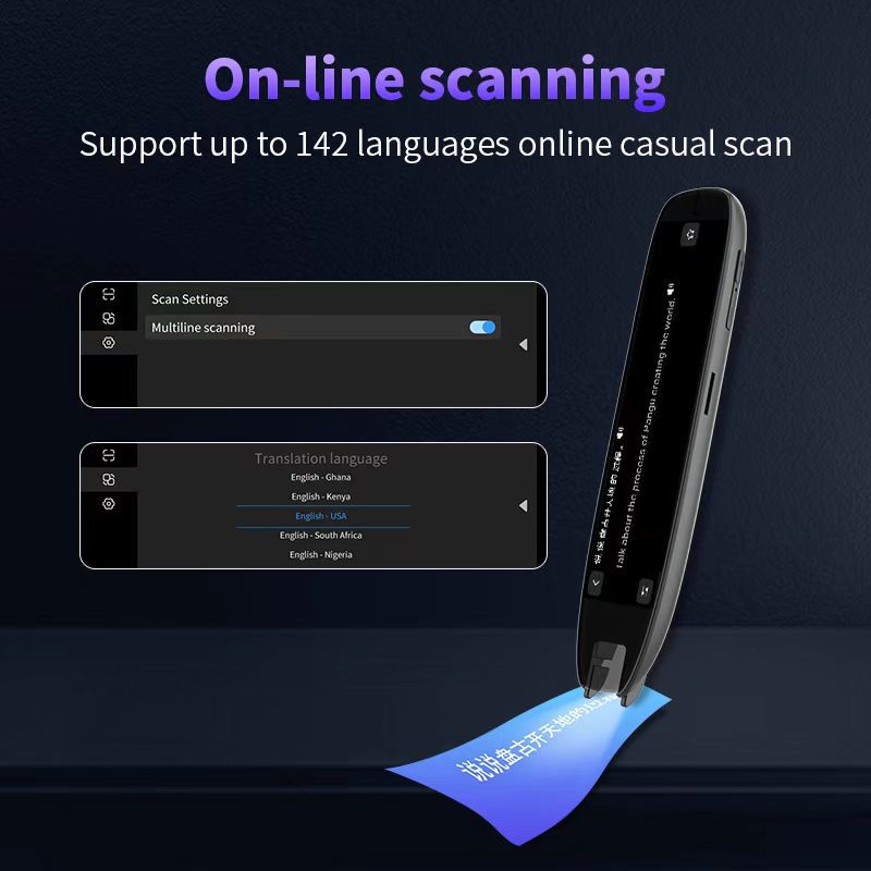 International version of the scanning and translation pen provides accurate offline translation of multiple languages including Chinese, English, German, French, Japanese, Korean, Cantonese, and Traditional Chinese